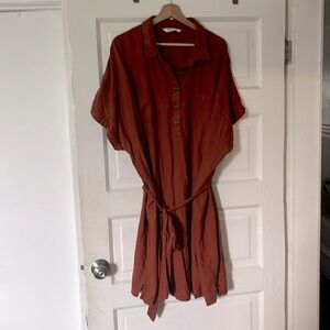Sonoma | 4X | Rust Linen Blend Shirt-Dress
